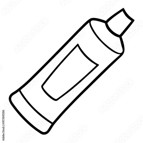 Toothpaste Tube Outline Illustration for Dental Hygiene Coloring Book Pages