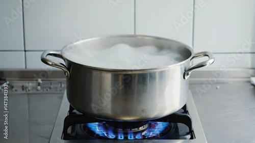 Boiling water in large stainless steel pot