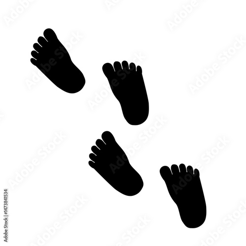 歩みのシルエット・二組の足の裏イラスト（白背景）
