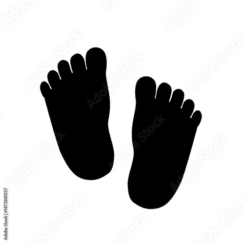 足跡のシルエット・左右の足の裏イラスト（白背景）