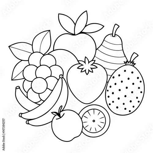 Various Fruits Outline – Coloring Book Page Icon