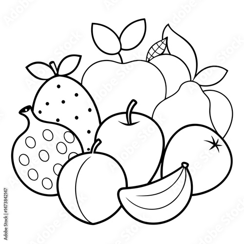 Various Fruits Outline – Coloring Book Page Icon