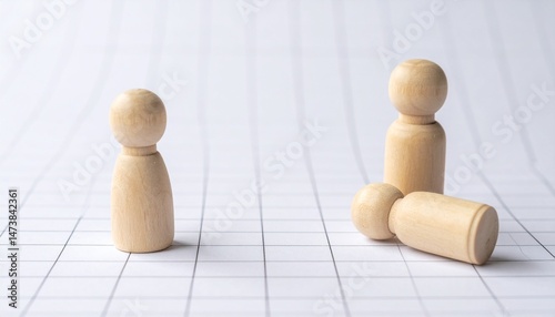 Conceptual scene featuring wooden figures suggesting concepts of separation and conflict