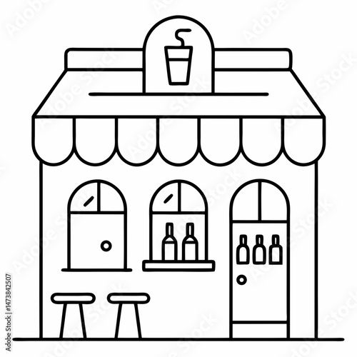 Wine Shop Outline – Coloring Book Page Icon