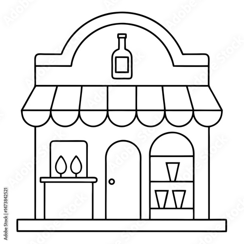 Wine Shop Outline – Coloring Book Page Icon