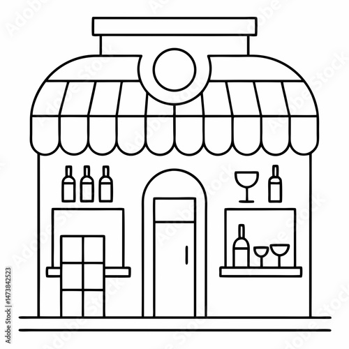 Wine Shop Outline – Coloring Book Page Icon