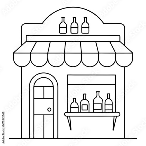 Wine Shop Outline – Coloring Book Page Icon