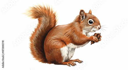 Squirrel portrait A reddishbrown bushytailed rodent photo