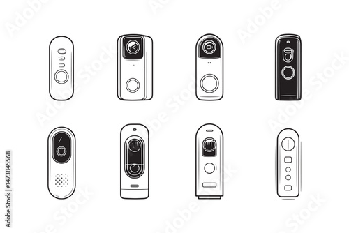 Smart Doorbell Clean Line Art Graphic