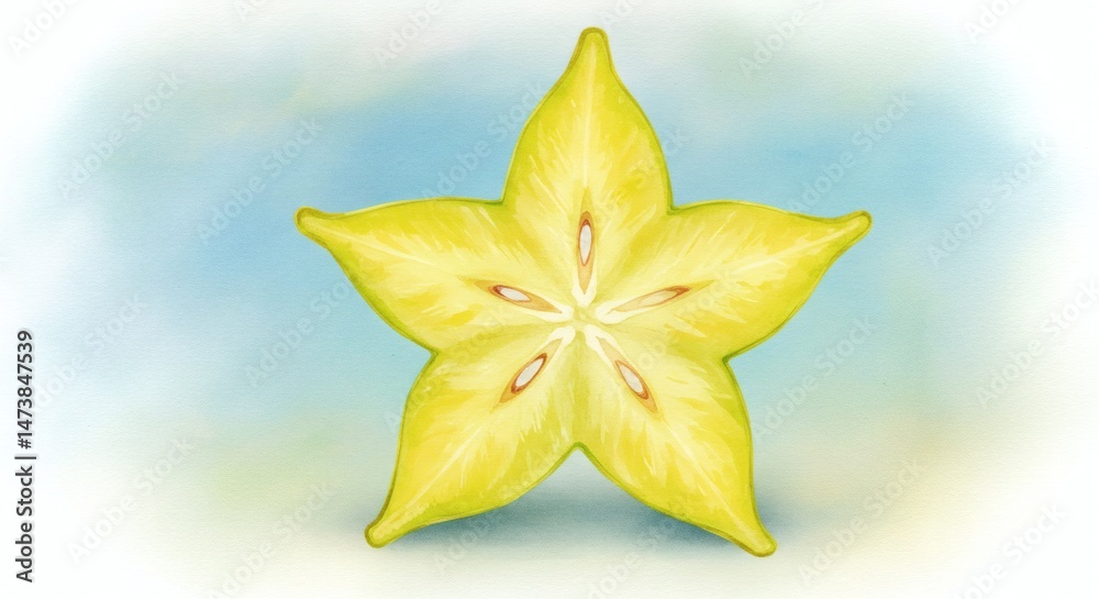 Fototapeta premium Translucent star fruit slice radiating freshness