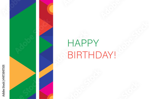 Birthday greeting card. Abstract background with geometric pattern and elements