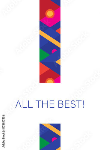 Birthday greeting card. Abstract background with geometric pattern and elements