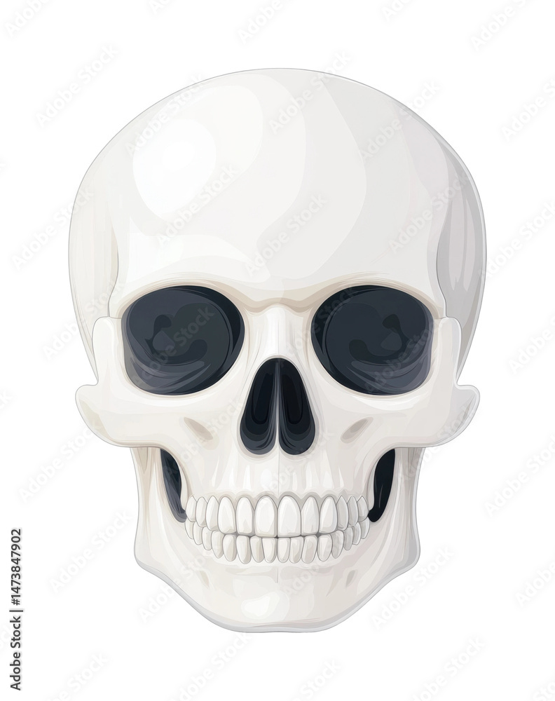 Obraz premium Realistic human skull with detailed anatomy front view, cut out - stock png.