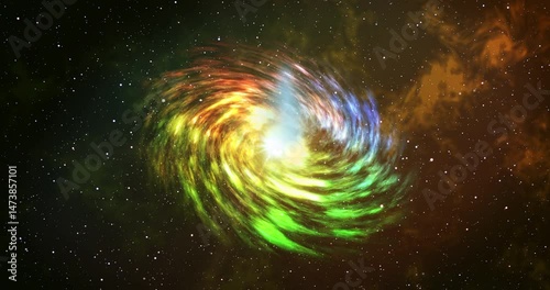 4K space galaxy with star and colorful background. Galaxy space background camera flying through the galaxy and nebula. Easy to use in any video. Slow animated background traveling through space.
