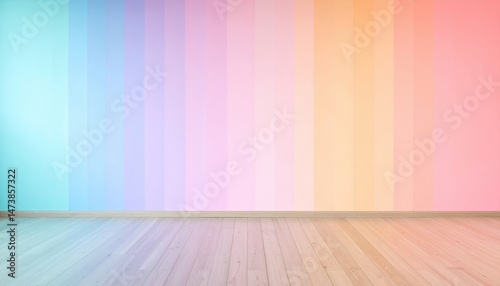 Colorful gradient wall art display modern studio digital artwork minimalist environment wide angle vibrant aesthetic for creative spaces