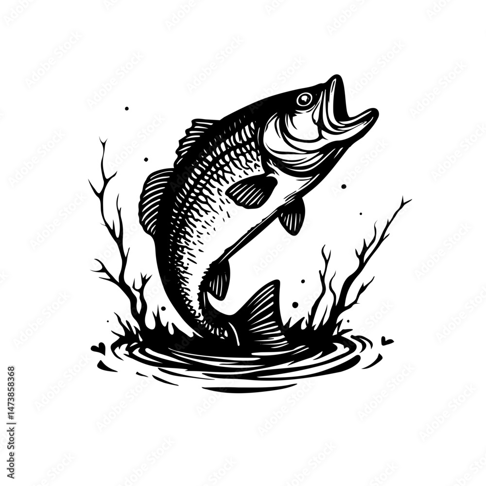 Naklejka premium Illustration of bass fish vector 