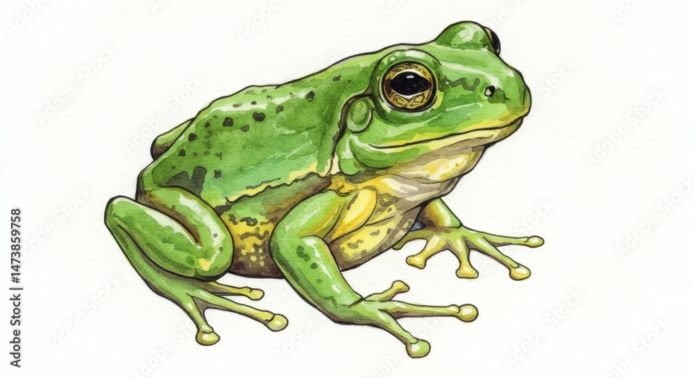 Fototapeta premium Vivid Watercolor Frog Illustration
