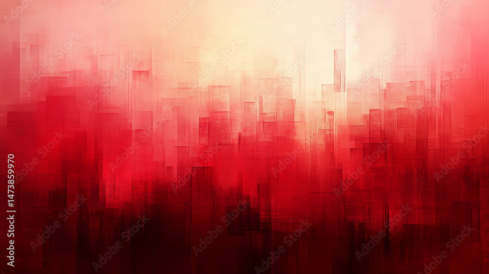 Fototapeta premium Abstract cityscape, vibrant red and soft yellow tones, suggesting urban scene in haze