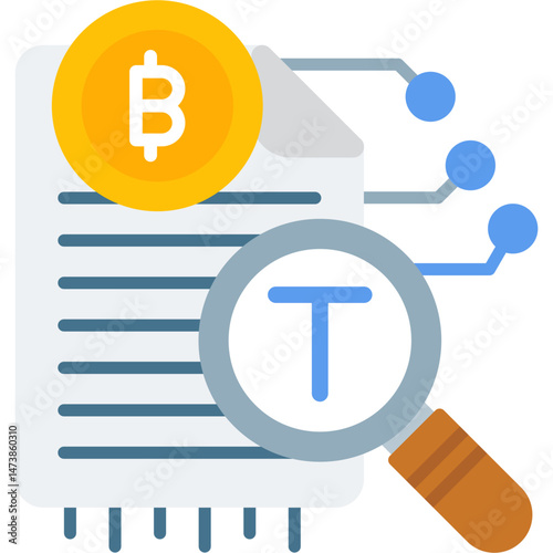 Bitcoin Text Icon Vector Element