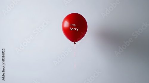 Red balloon floating mid-air with 