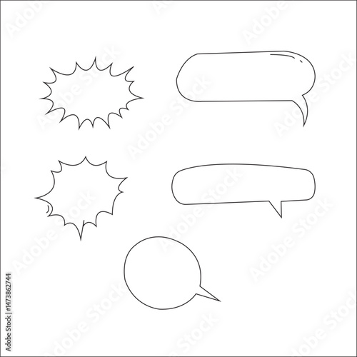 Hand-drawn speech bubbles and cartoon comic elements set – doodle chat icons, talking frames, sketch-style cloud bursts, communication symbols, and vintage callout design collection

