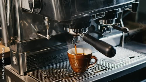Espresso machine brewing coffee