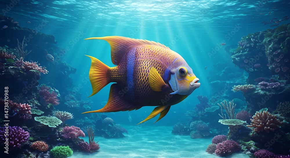 Obraz premium Sunlit Reef Majesty AI Generated