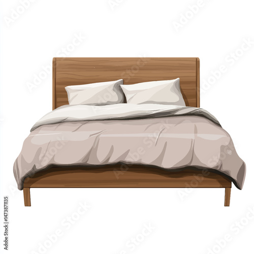bed with soft duvet and wooden headboard