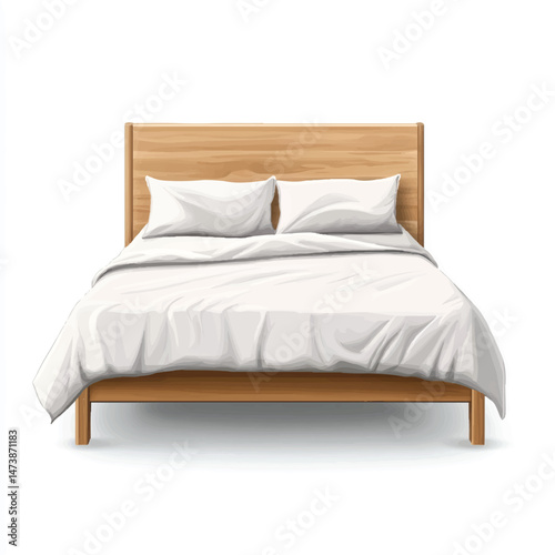 bed with soft duvet and wooden headboard