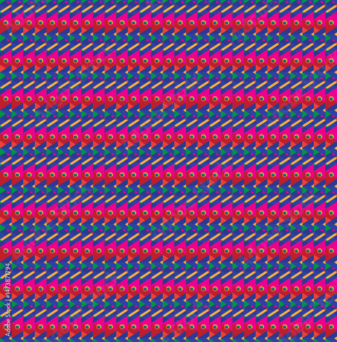 Seamless abstract pattern with geometric shapes and elements