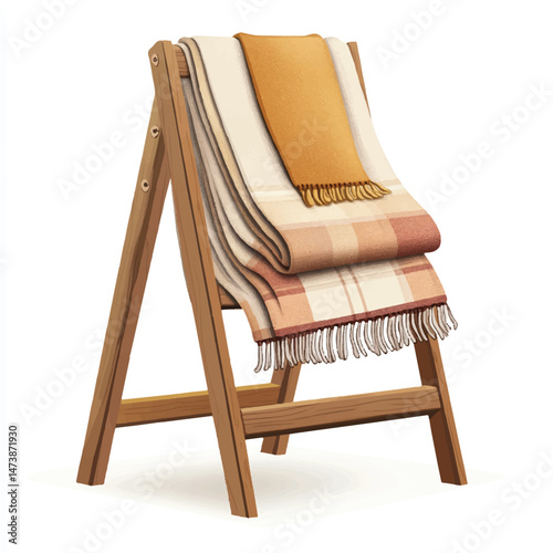a blanket ladder with a rug folded over it