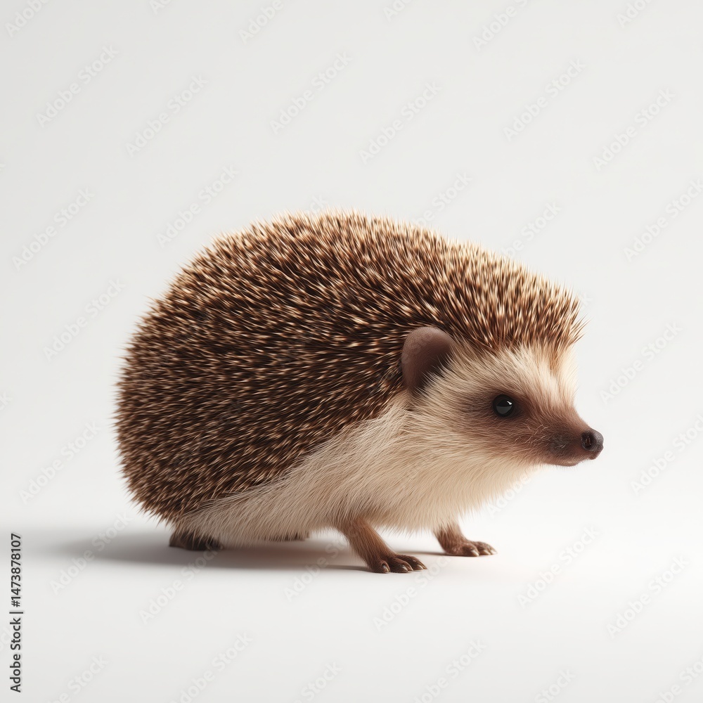 Fototapeta premium Adorable Hedgehog on White Background