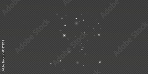 Christmas Glow Dust with Sparkles and Soft Shimmer. Enchanted Winter Light Particles, Magical Golden Dust, Glitter Overlay, and Bokeh Snow Glow on Transparent Background for Holiday Design