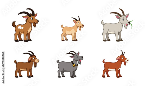 a vector illustration of various deer, goat, and reindeer silhouettes, perfect for nature and wildlife-themed designs