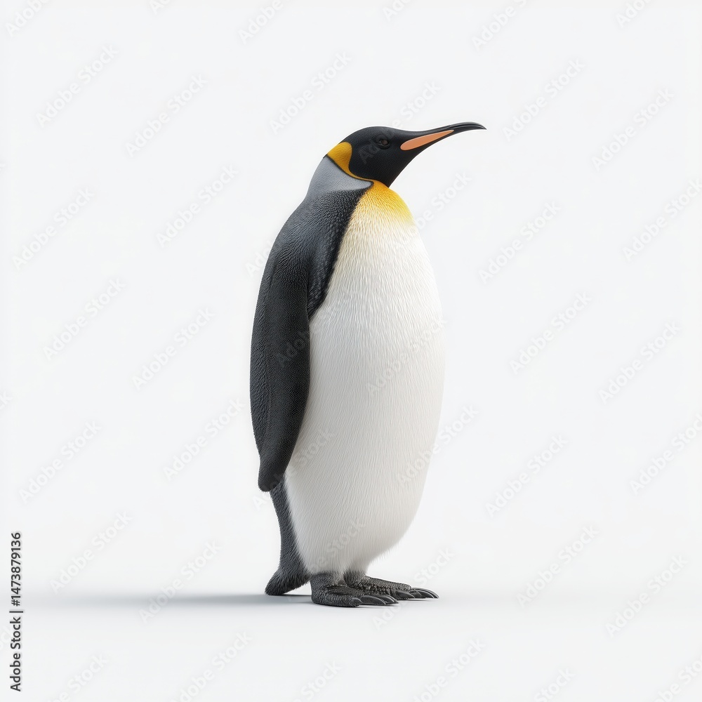 Fototapeta premium Emperor Penguin Standing on White Background