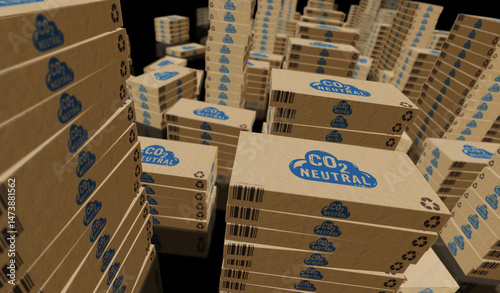 Obraz na płótnie CO2 neutral eco friendly box pack 3d illustration w salonie