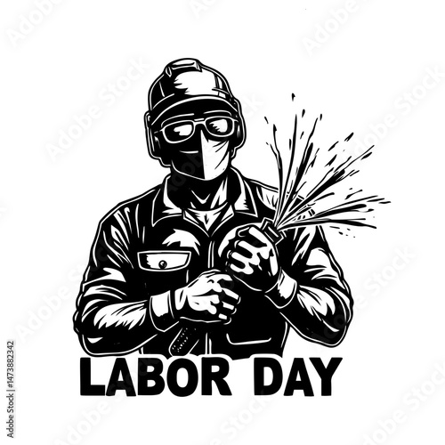 Happy labors day celebration icon vector 
