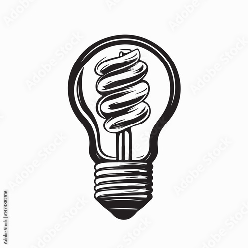 Energy Efficient Compact Fluorescent Light Bulb Image Vector isolated on white background