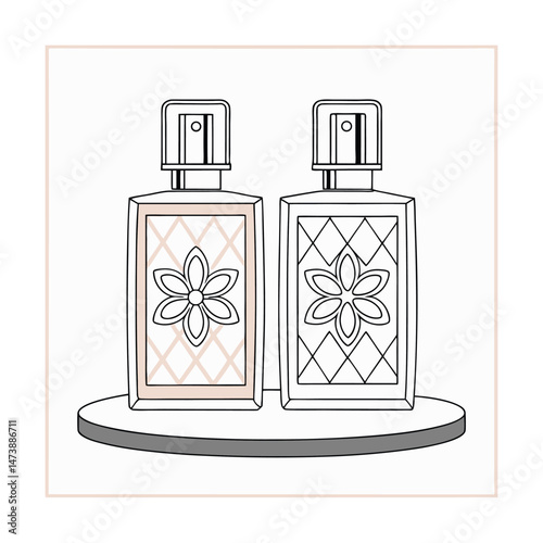 Beautiful perfume bottles white background  vector art illustration 