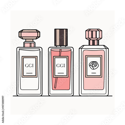 Beautiful perfume bottles white background  vector art illustration 