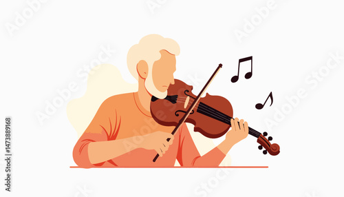 Elderly man playing violin, exploring music in simplicity