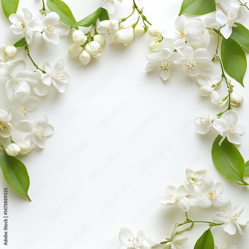 Fototapeta premium Delicate white flowers arranged in a frame (3)