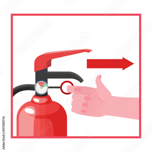 Fire extinguisher instruction. Fire prevention and extinguishing tips. Safety Information, poster or banner for website. Cartoon flat vector illustrations isolated on blue background