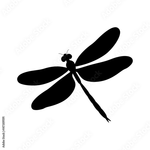 Silhouette Dragonfly: A sleek black silhouette of a dragonfly gracefully poised, evoking a sense of natural elegance and insect beauty.