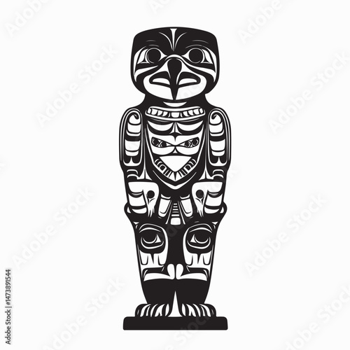 Totem Pole Native American Style Image vector isolated on white background.