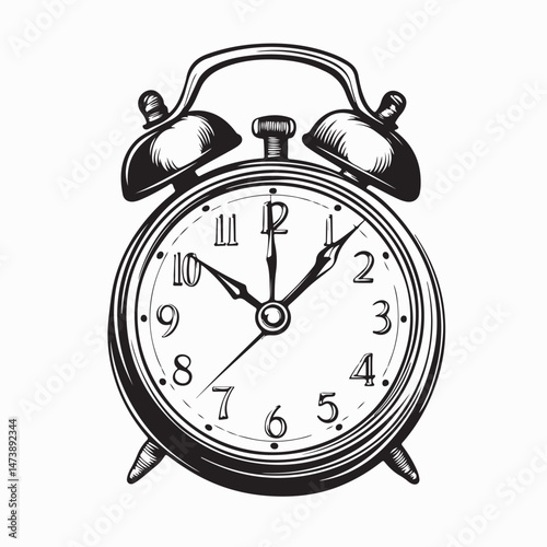 Black alarm clock image vector isolated on white background Vector Illustration