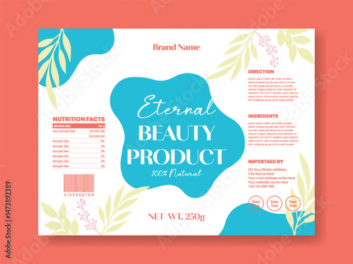 Modern Cosmetics Packaging Label template design, Cosmetic, skin care, beauty care, flyer, poster, leaflet, brochure cover, invitation greetings card design
 with organic floral vector background