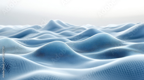 Abstract digital landscape of undulating blue hills
