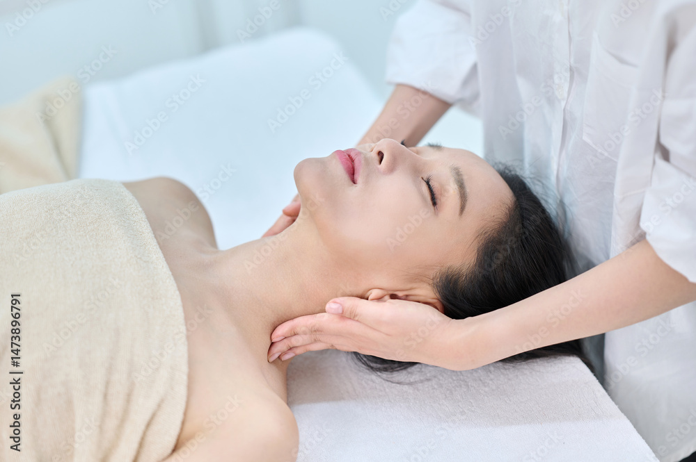 Female Neck and Shoulder Massage Therapy for Relaxation at Spa Female Neck and Shoulder Massage Therapy for Relaxation at Spa
