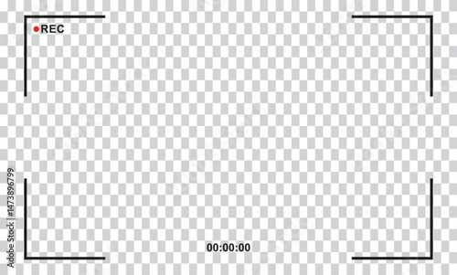 Photo camera frame viewfinder Video recording screen Modern focusing screen Vector illustration on black background
